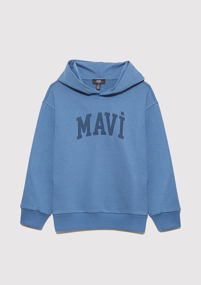  Mavi Mavi Logo Baskılı Mavi Sweatshirt 6S10143-83767
