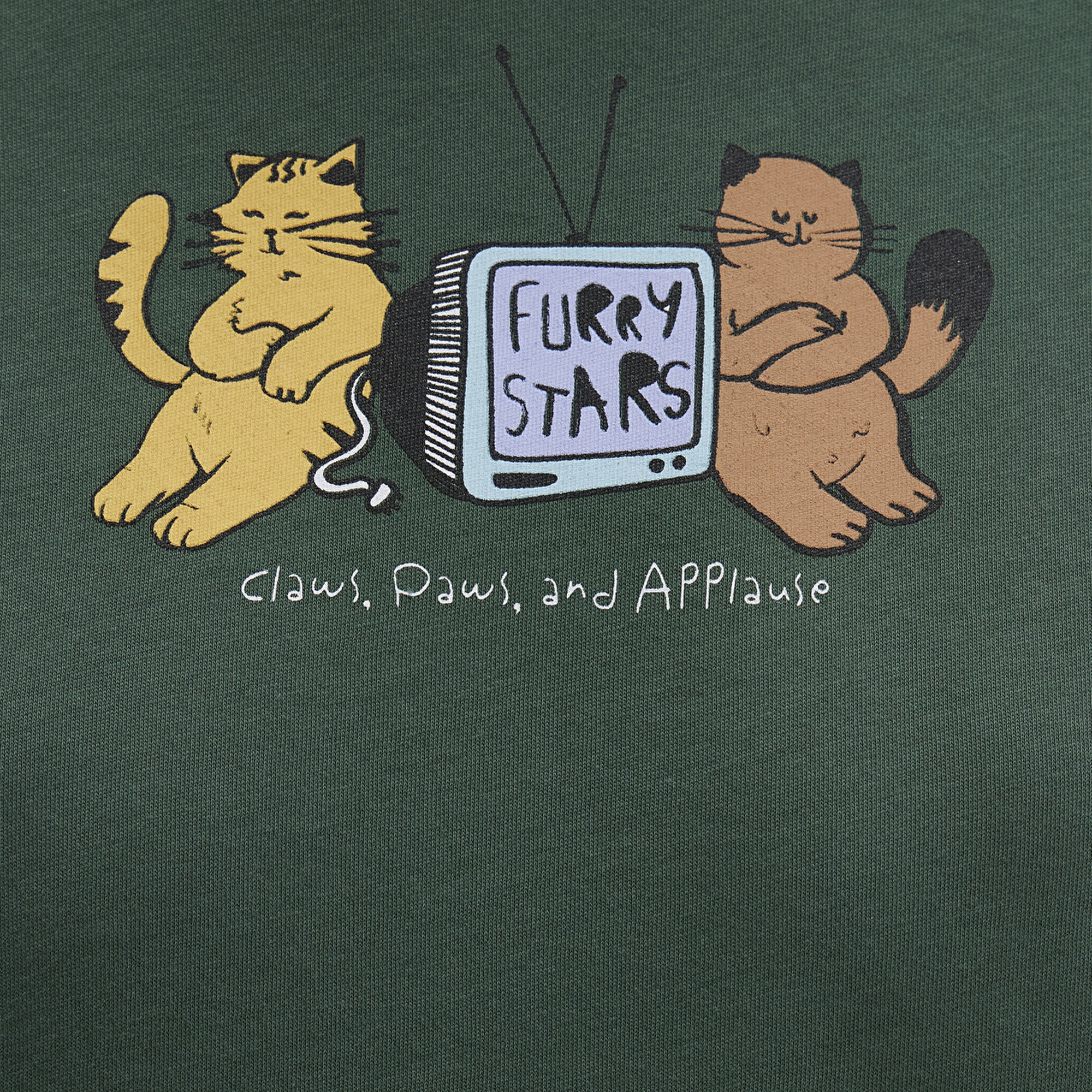 Mavi Kedi Baskılı Yeşil Tişört Semi Slim Fit / Yarı Dar Kesim 1613472-71924