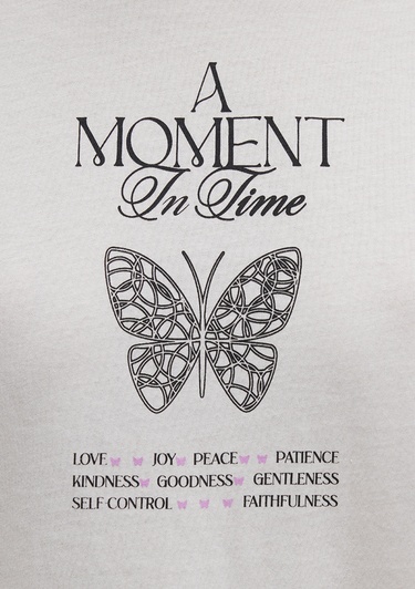  Mavi Kelebek Baskılı Beyaz Tişört Regular Fit / Normal Kesim 1613462-70057