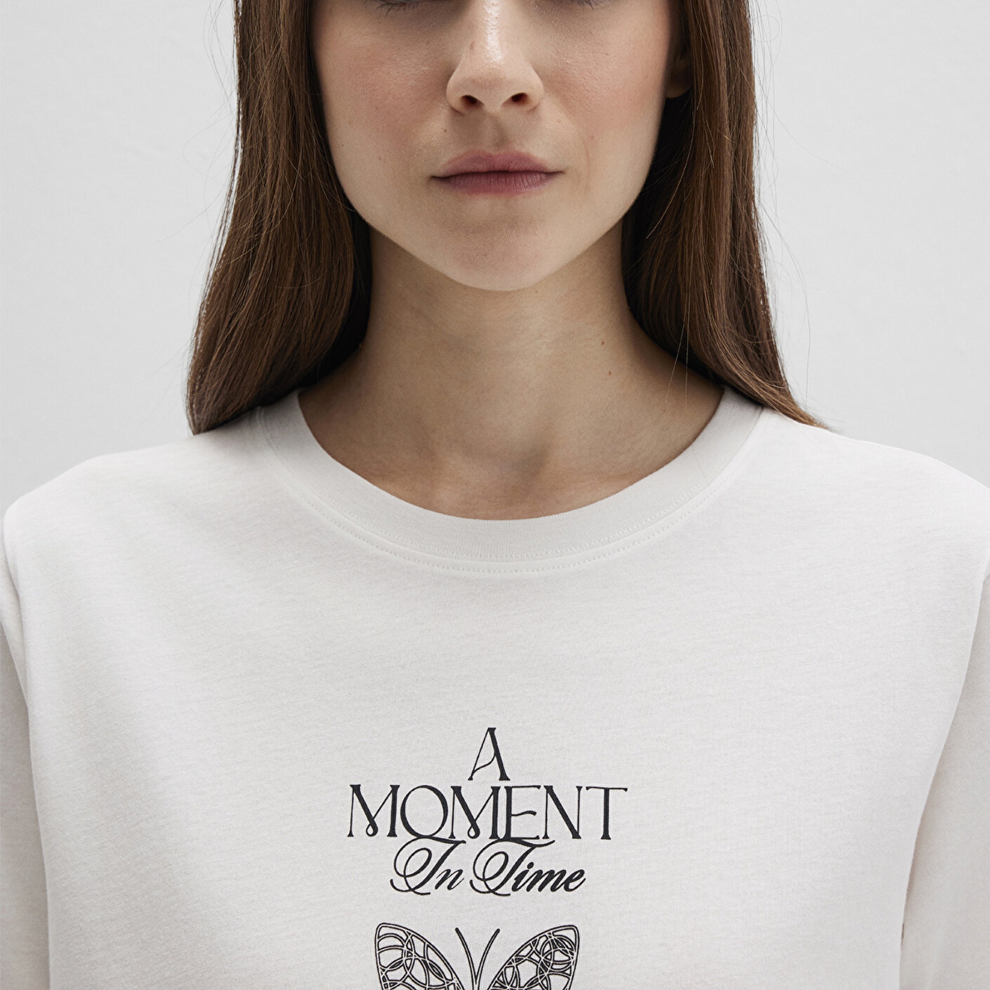 Mavi Kelebek Baskılı Beyaz Tişört Regular Fit / Normal Kesim 1613462-70057