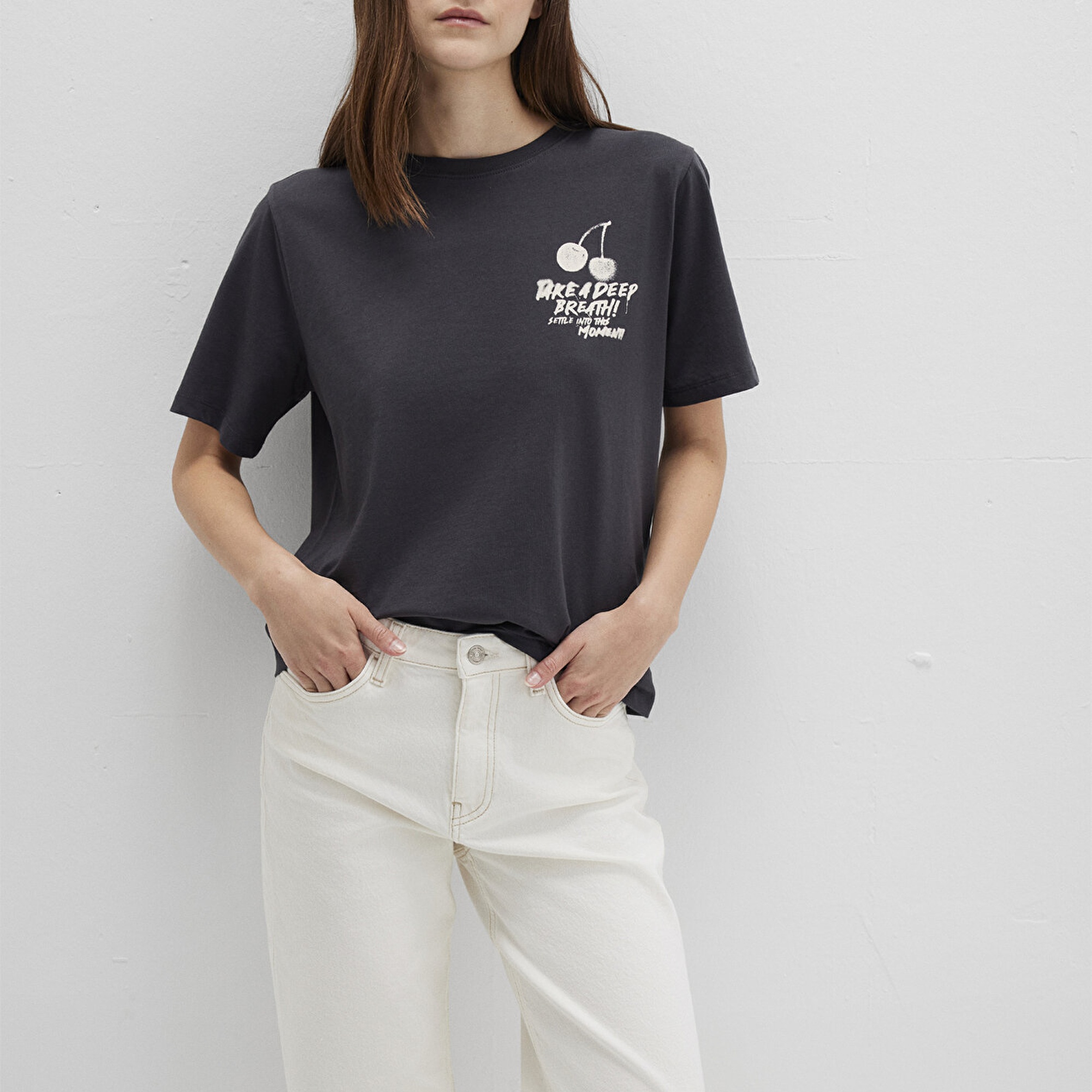 Mavi Baskılı Antrasit Tişört Regular Fit / Normal Kesim 1613484-70087