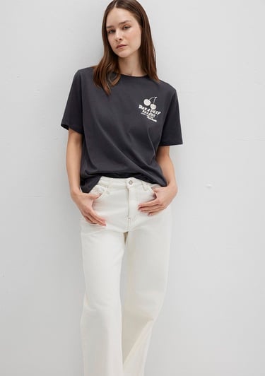  Mavi Baskılı Antrasit Tişört Regular Fit / Normal Kesim 1613484-70087