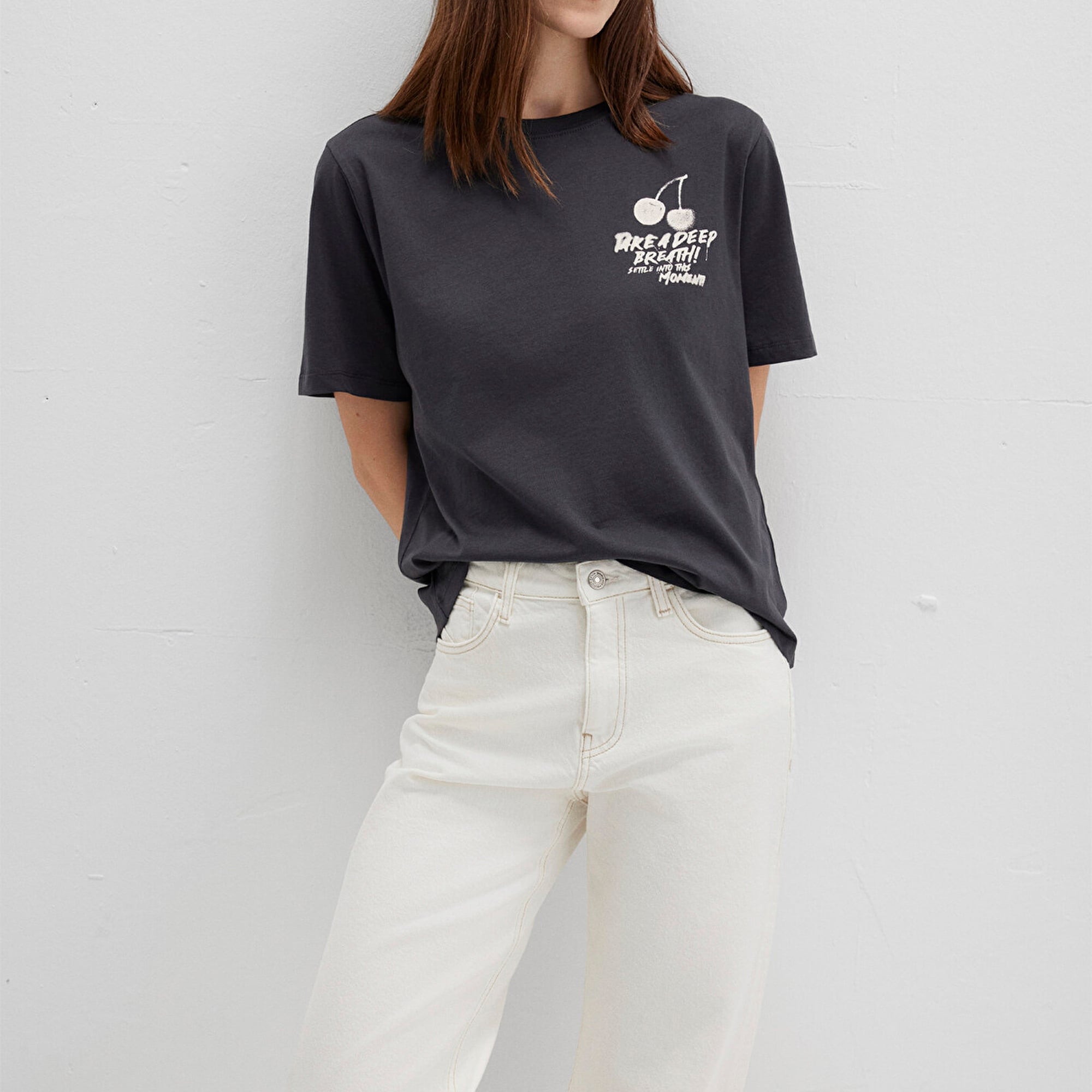 Mavi Baskılı Antrasit Tişört Regular Fit / Normal Kesim 1613484-70087