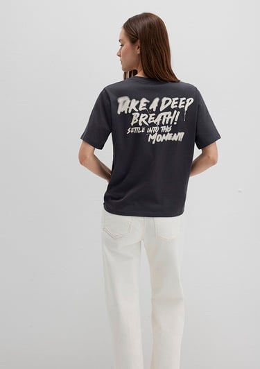  Mavi Baskılı Antrasit Tişört Regular Fit / Normal Kesim 1613484-70087