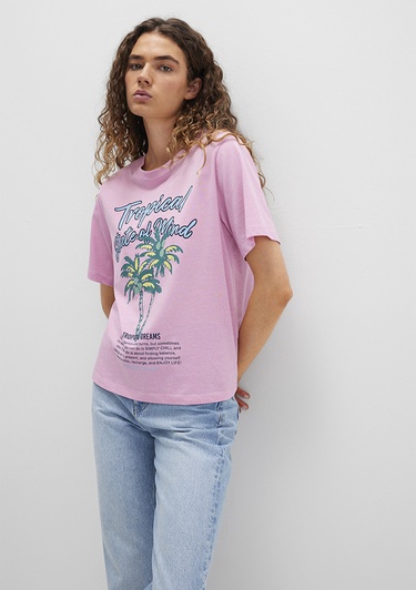  Mavi Plaj Baskılı Pembe Tişört Regular Fit / Normal Kesim 1613490-71031