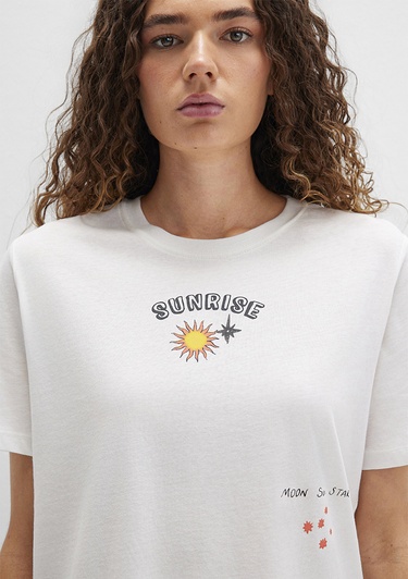  Mavi Sunrise Baskılı Beyaz Tişört Regular Fit / Normal Kesim 1613523-80194