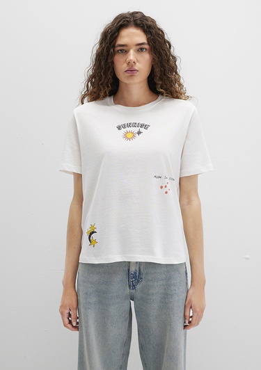  Mavi Sunrise Baskılı Beyaz Tişört Regular Fit / Normal Kesim 1613523-80194