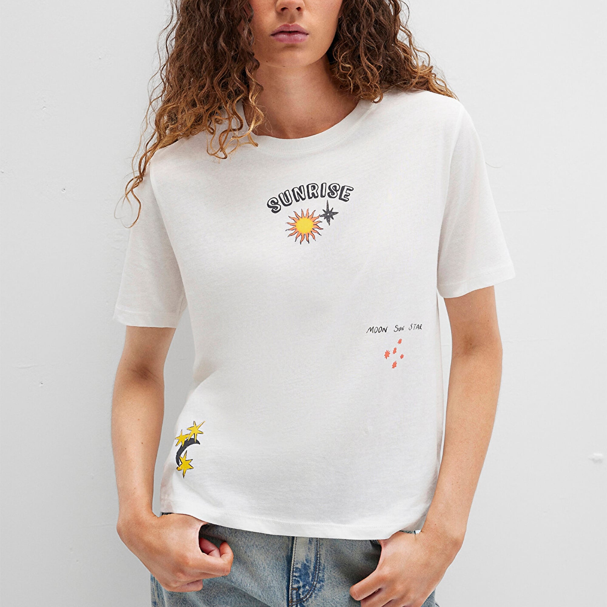 Mavi Sunrise Baskılı Beyaz Tişört Regular Fit / Normal Kesim 1613523-80194