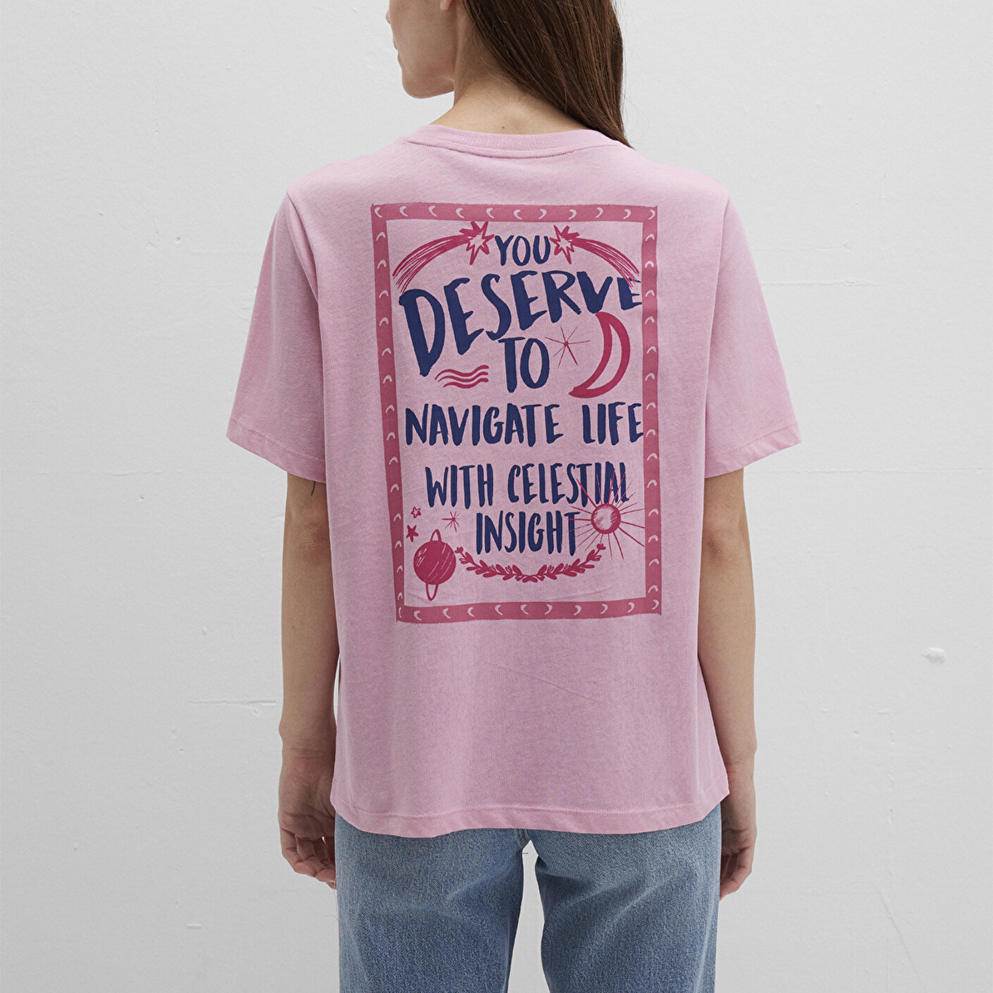 Mavi Astroloji Baskılı Pembe Tişört Regular Fit / Normal Kesim 1613522-71031