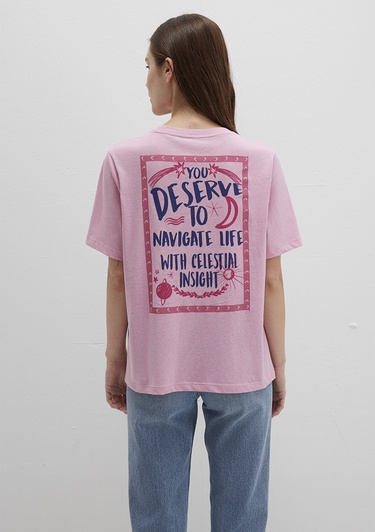  Mavi Astroloji Baskılı Pembe Tişört Regular Fit / Normal Kesim 1613522-71031