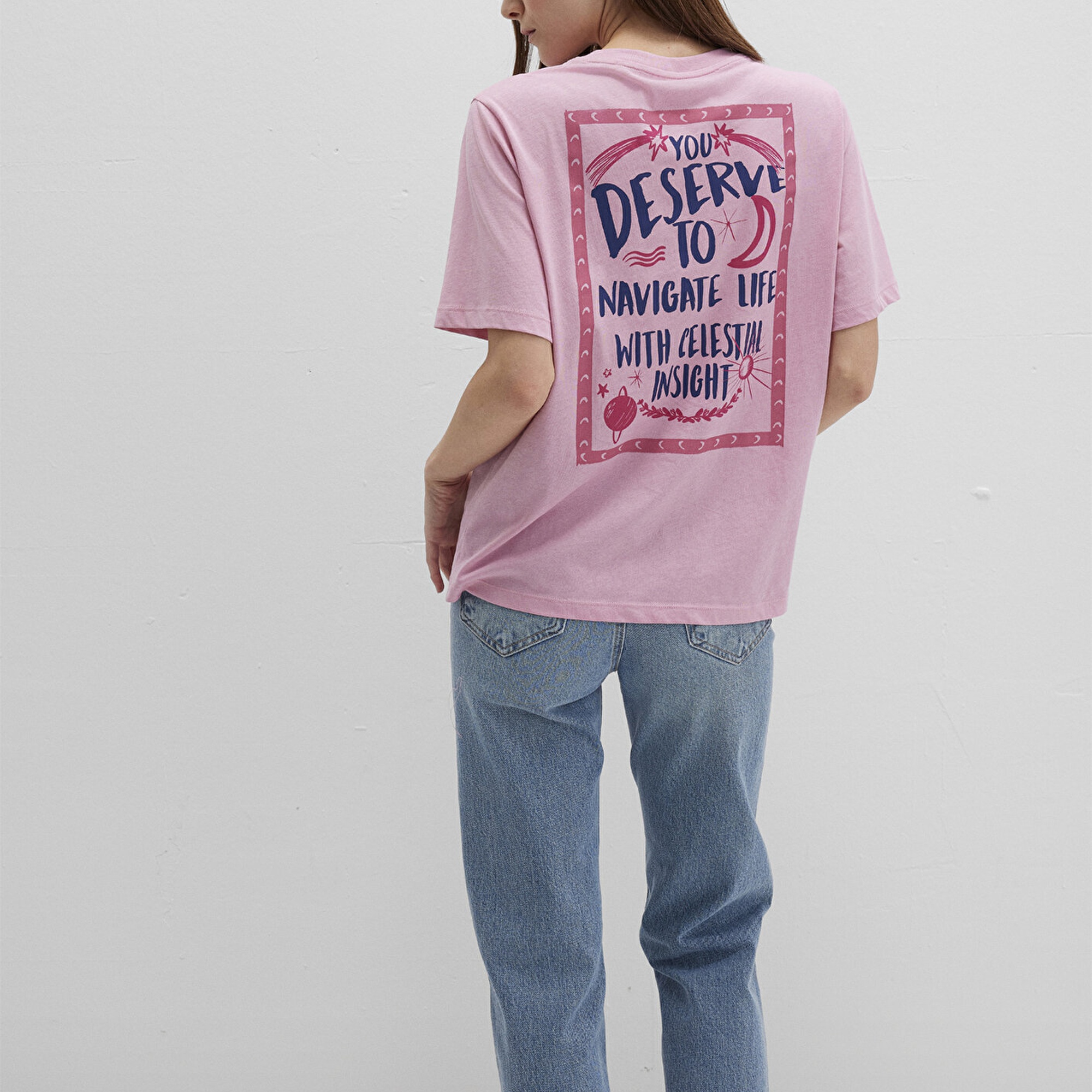 Mavi Astroloji Baskılı Pembe Tişört Regular Fit / Normal Kesim 1613522-71031