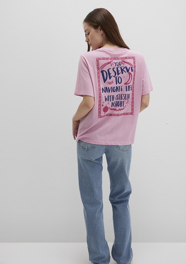  Mavi Astroloji Baskılı Pembe Tişört Regular Fit / Normal Kesim 1613522-71031