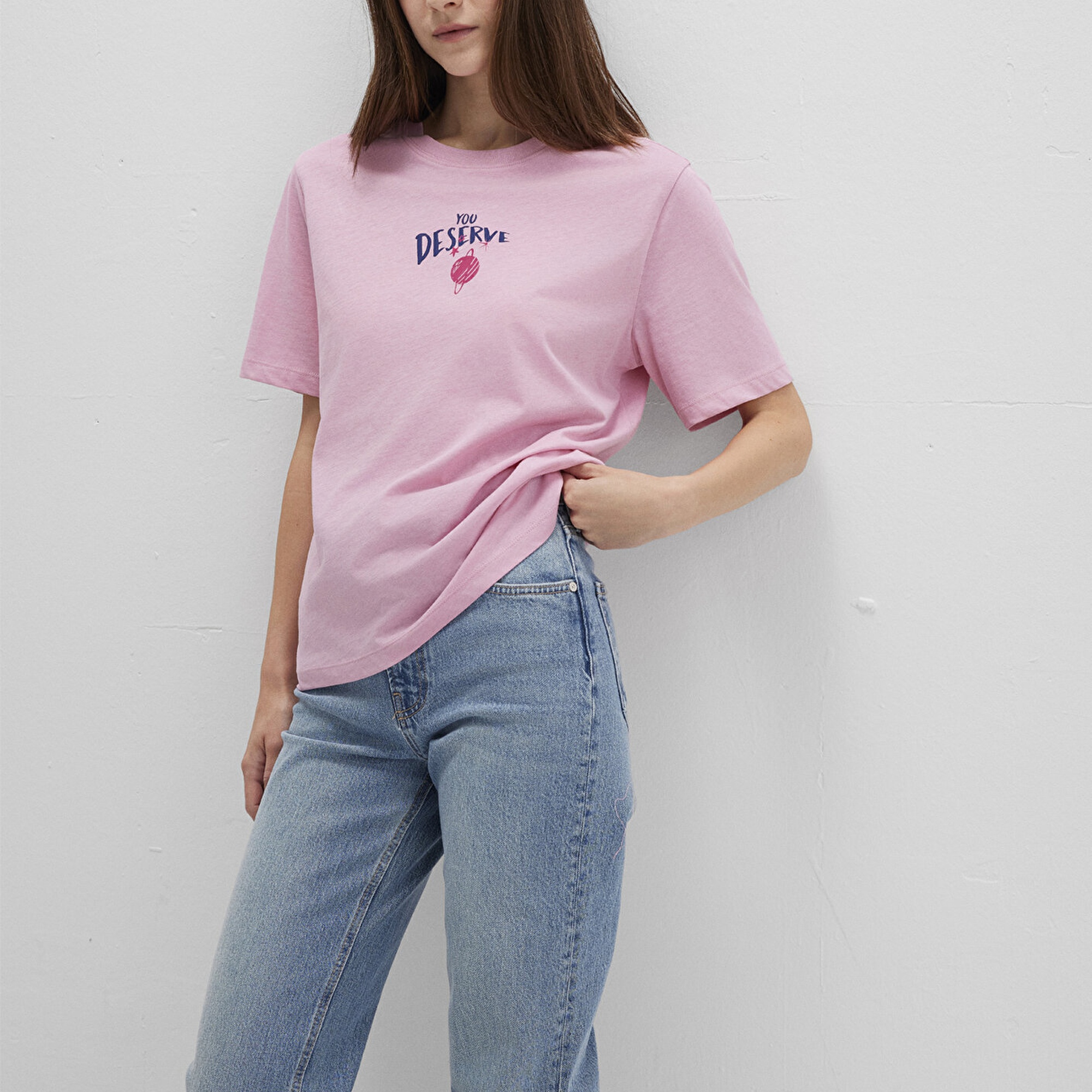 Mavi Astroloji Baskılı Pembe Tişört Regular Fit / Normal Kesim 1613522-71031