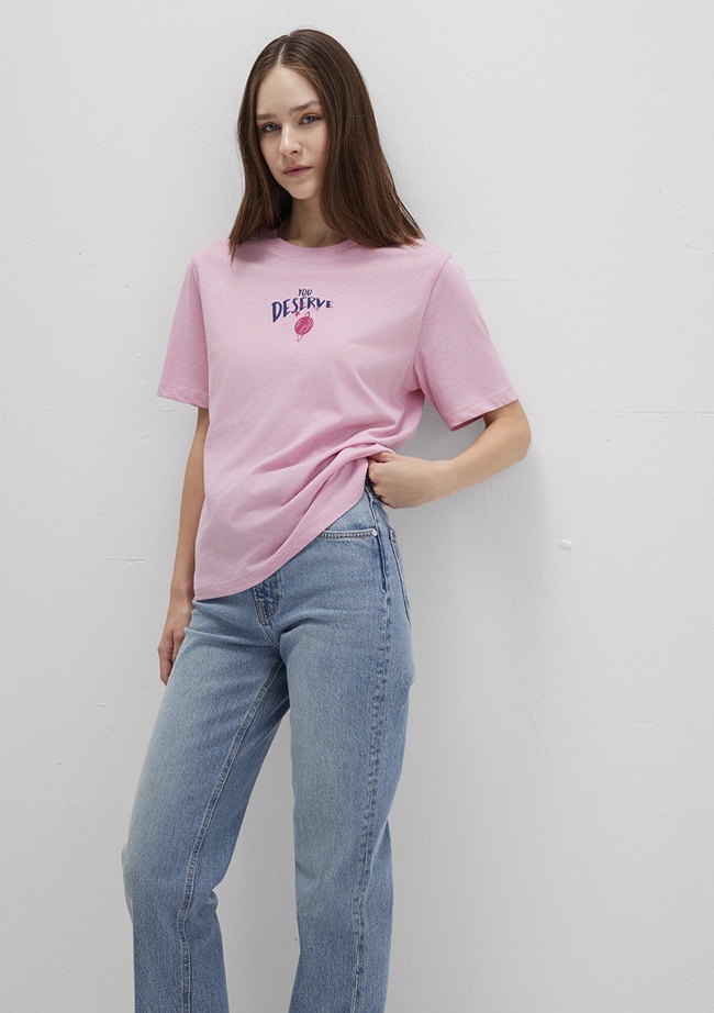  Mavi Astroloji Baskılı Pembe Tişört Regular Fit / Normal Kesim 1613522-71031