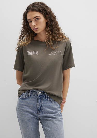  Mavi Sırt Baskılı Yeşil Tişört Regular Fit / Normal Kesim 1613487-71550