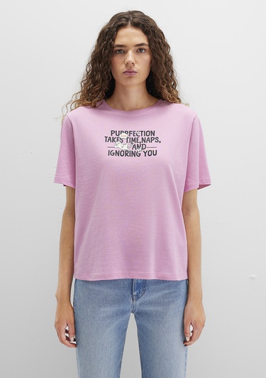  Mavi Kedi Baskılı Pembe Tişört Regular Fit / Normal Kesim 1613473-71031