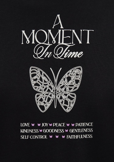  Mavi Kelebek Baskılı Siyah Tişört Regular Fit / Normal Kesim 1613462-900