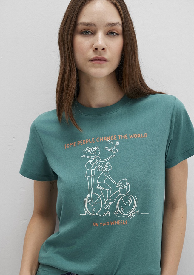  Mavi Bisiklet Baskılı Yeşil Tişört Semi Slim Fit / Yarı Dar Kesim 1613465-71913