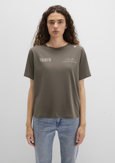  Mavi Sırt Baskılı Yeşil Tişört Regular Fit / Normal Kesim 1613487-71550