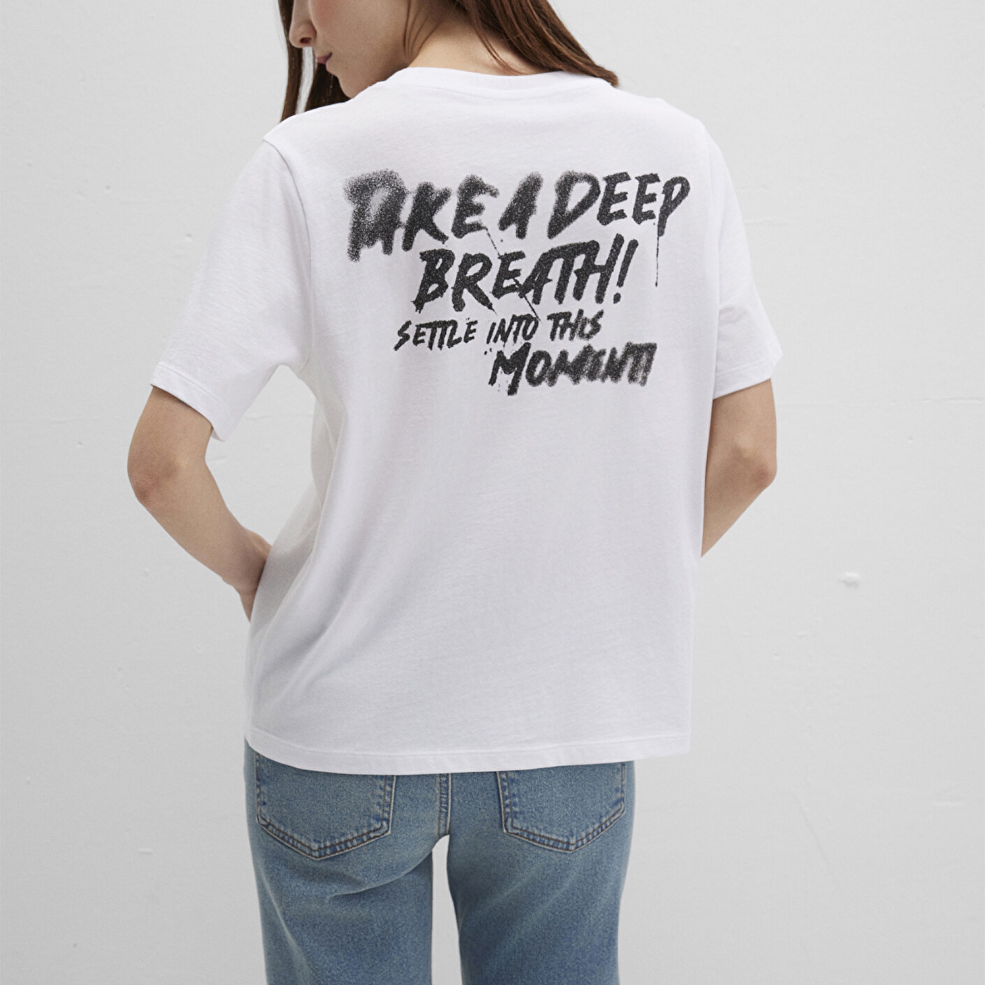 Mavi Baskılı Beyaz Tişört Regular Fit / Normal Kesim 1613484-620