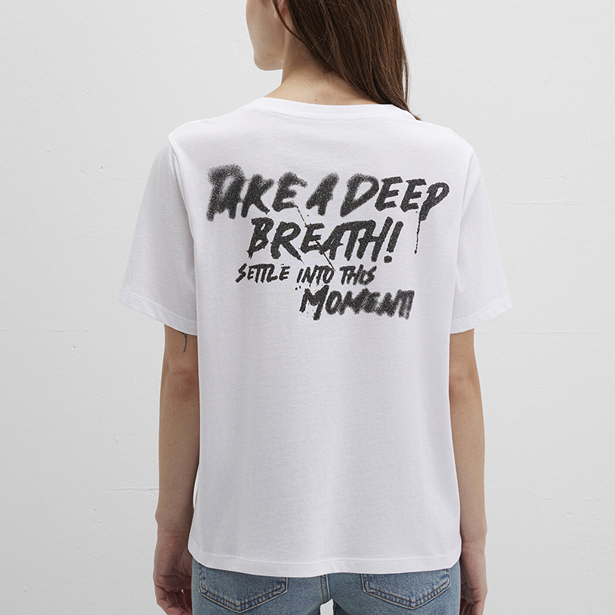 Mavi Baskılı Beyaz Tişört Regular Fit / Normal Kesim 1613484-620