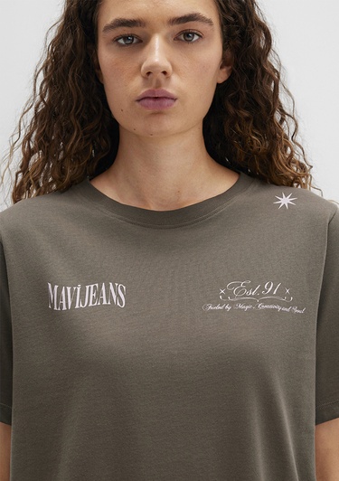  Mavi Sırt Baskılı Yeşil Tişört Regular Fit / Normal Kesim 1613487-71550