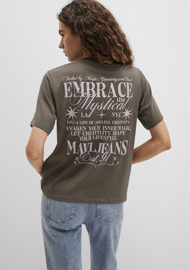  Mavi Sırt Baskılı Yeşil Tişört Regular Fit / Normal Kesim 1613487-71550