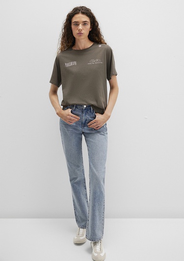  Mavi Sırt Baskılı Yeşil Tişört Regular Fit / Normal Kesim 1613487-71550