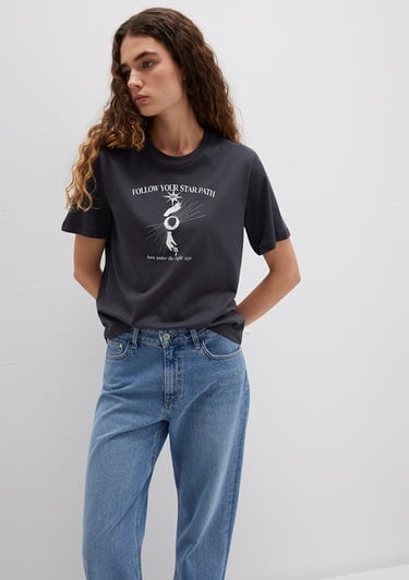  Mavi Astroloji Baskılı Antrasit Tişört Regular Fit / Normal Kesim 1613525-70087