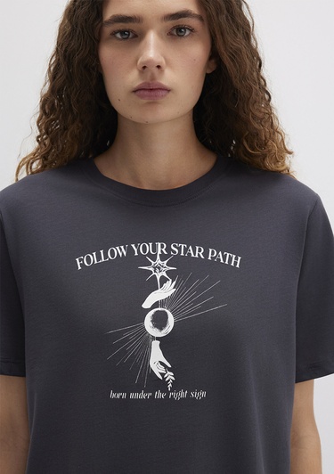  Mavi Astroloji Baskılı Antrasit Tişört Regular Fit / Normal Kesim 1613525-70087