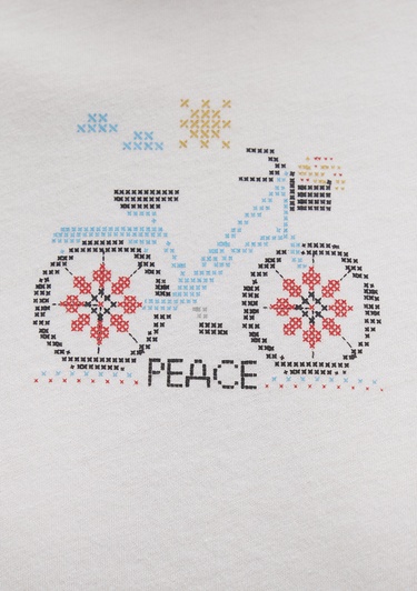  Mavi Bisiklet Baskılı Beyaz Tişört Regular Fit / Normal Kesim 1613469-70057