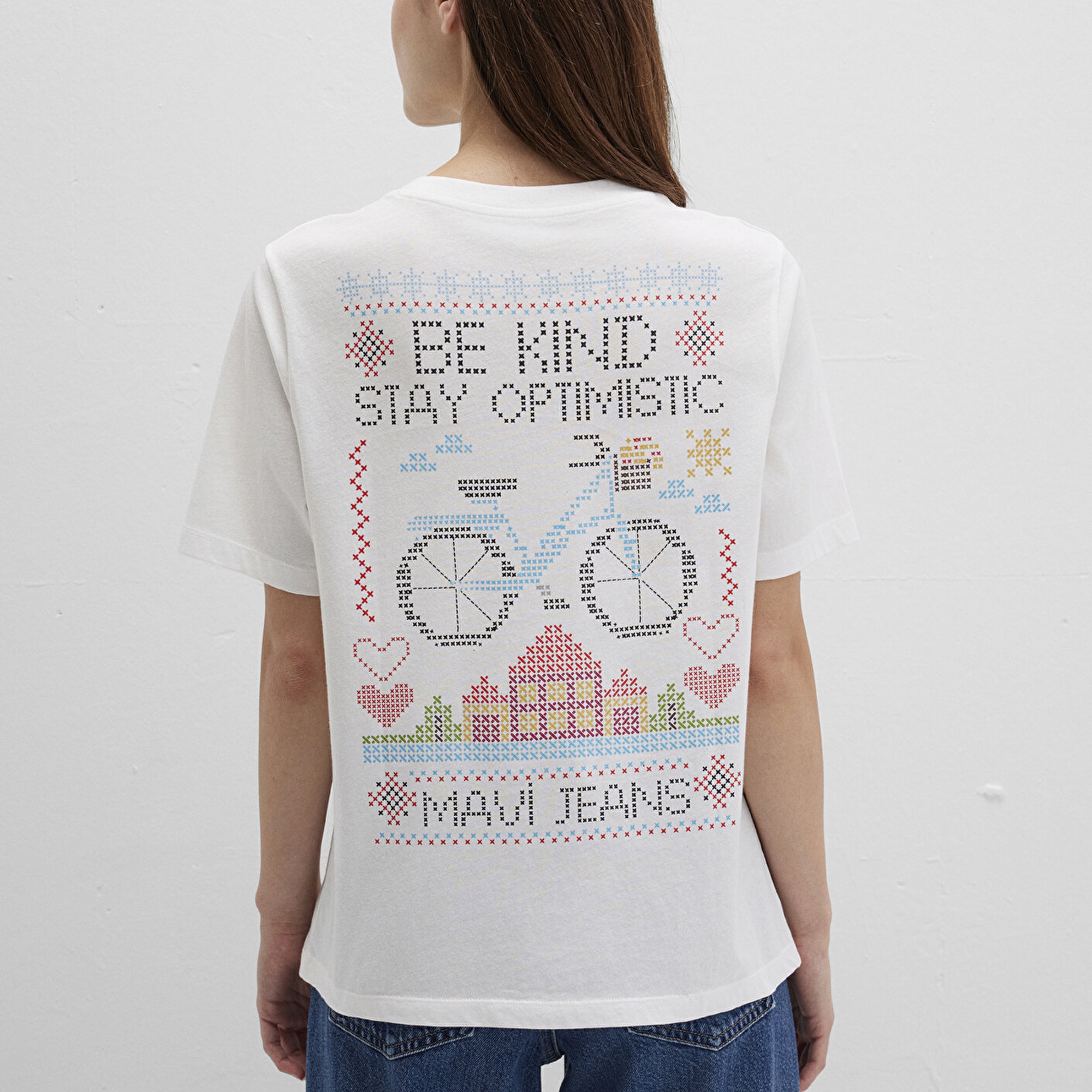 Mavi Bisiklet Baskılı Beyaz Tişört Regular Fit / Normal Kesim 1613469-70057