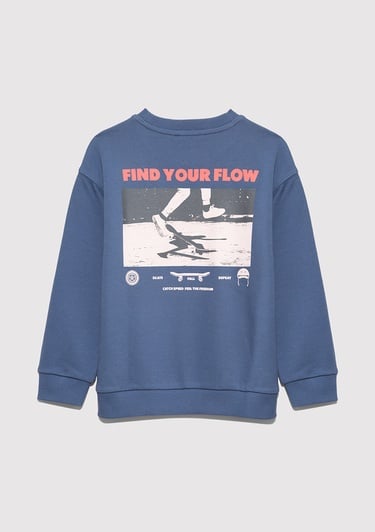  Mavi Baskılı Lacivert Sweatshirt 6S10128-86702