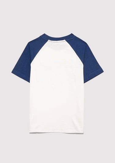  Mavi Baskılı Beyaz Tişört Loose Fit / Bol Rahat Kesim 6610357-70057