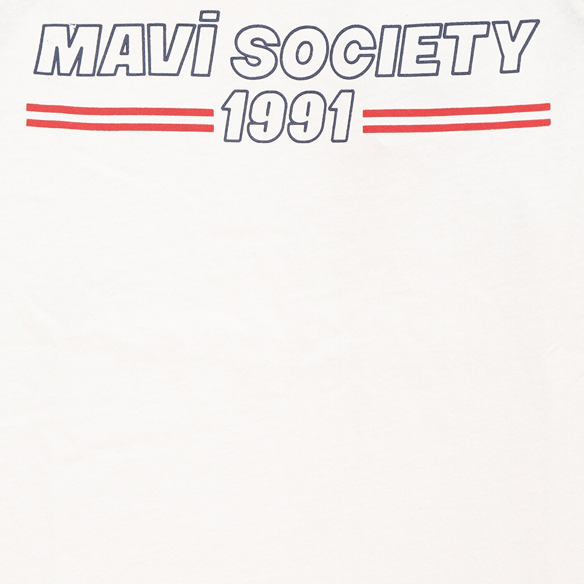 Mavi Baskılı Beyaz Tişört Loose Fit / Bol Rahat Kesim 6610357-70057