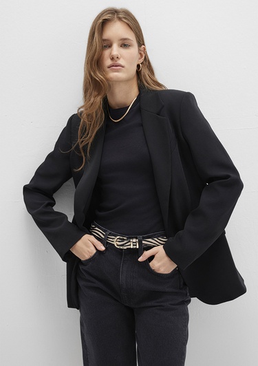  Mavi Zebra Desenli Suni Deri Kemer 1913570-900