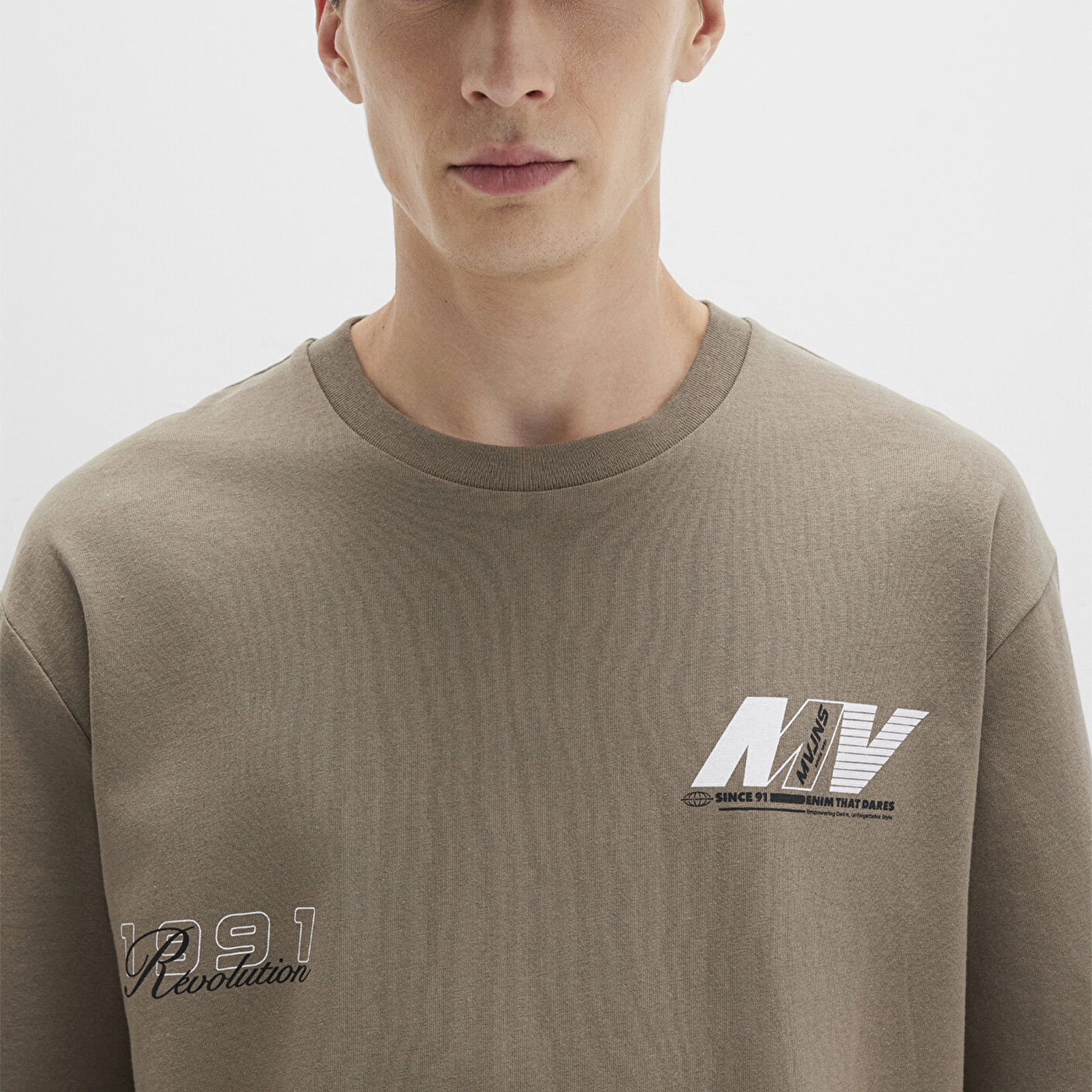 Mavi Baskılı Kahverengi Tişört Relaxed Fit / Rahat Kesim 0612912-70355