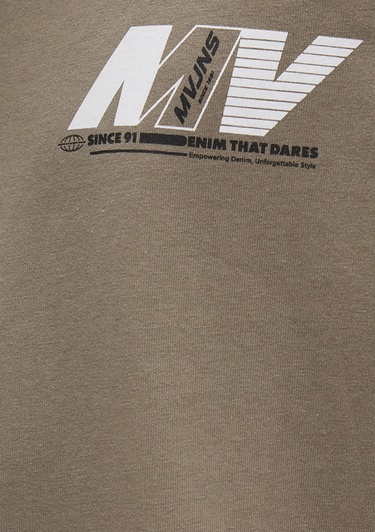  Mavi Baskılı Kahverengi Tişört Relaxed Fit / Rahat Kesim 0612912-70355