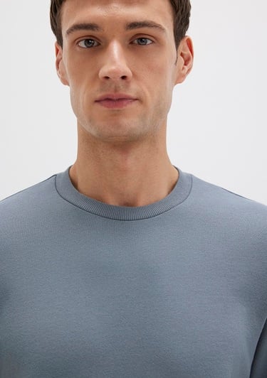  Mavi Bisiklet Yaka Gri Sweatshirt 0S10457-80889