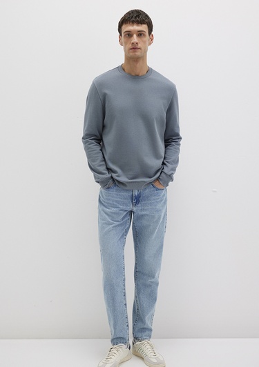  Mavi Bisiklet Yaka Gri Sweatshirt 0S10457-80889