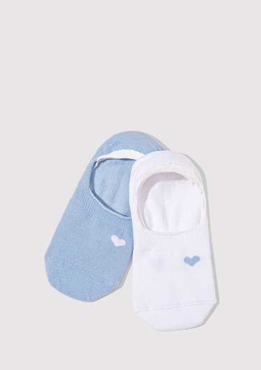  Mavi 2li Kalp Detaylı Babet Çorap 1913553-70775