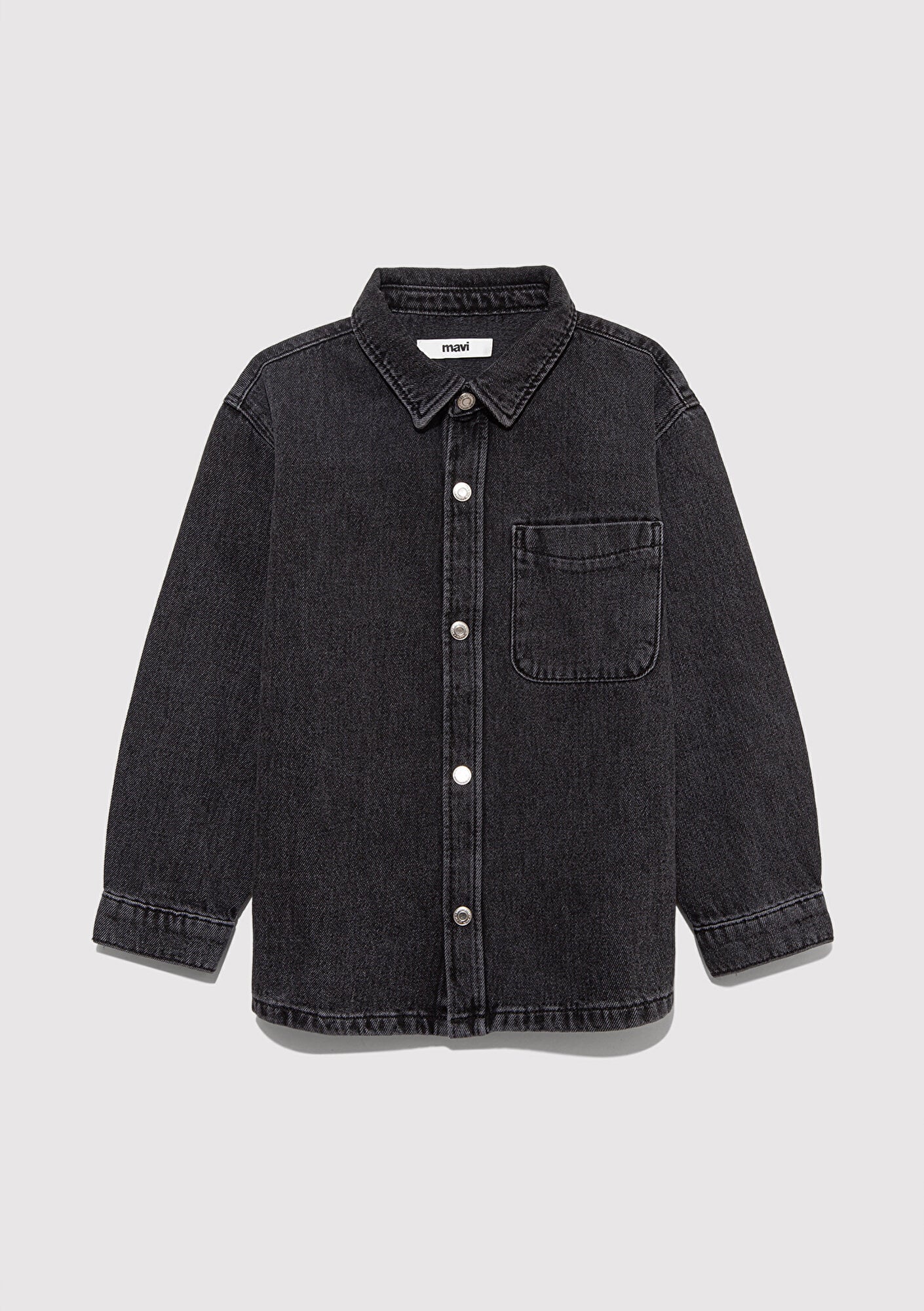  Mavi Bob 90lar Antrasit Denim Jean Gömlek Oversize / Geniş Kesim 6210000-89447