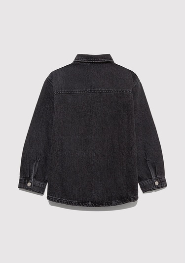  Mavi Bob 90lar Antrasit Denim Jean Gömlek Oversize / Geniş Kesim 6210000-89447