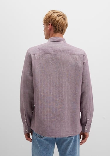  Mavi Çizgili Mor Gömlek Regular Fit / Normal Kesim 0211704-90926