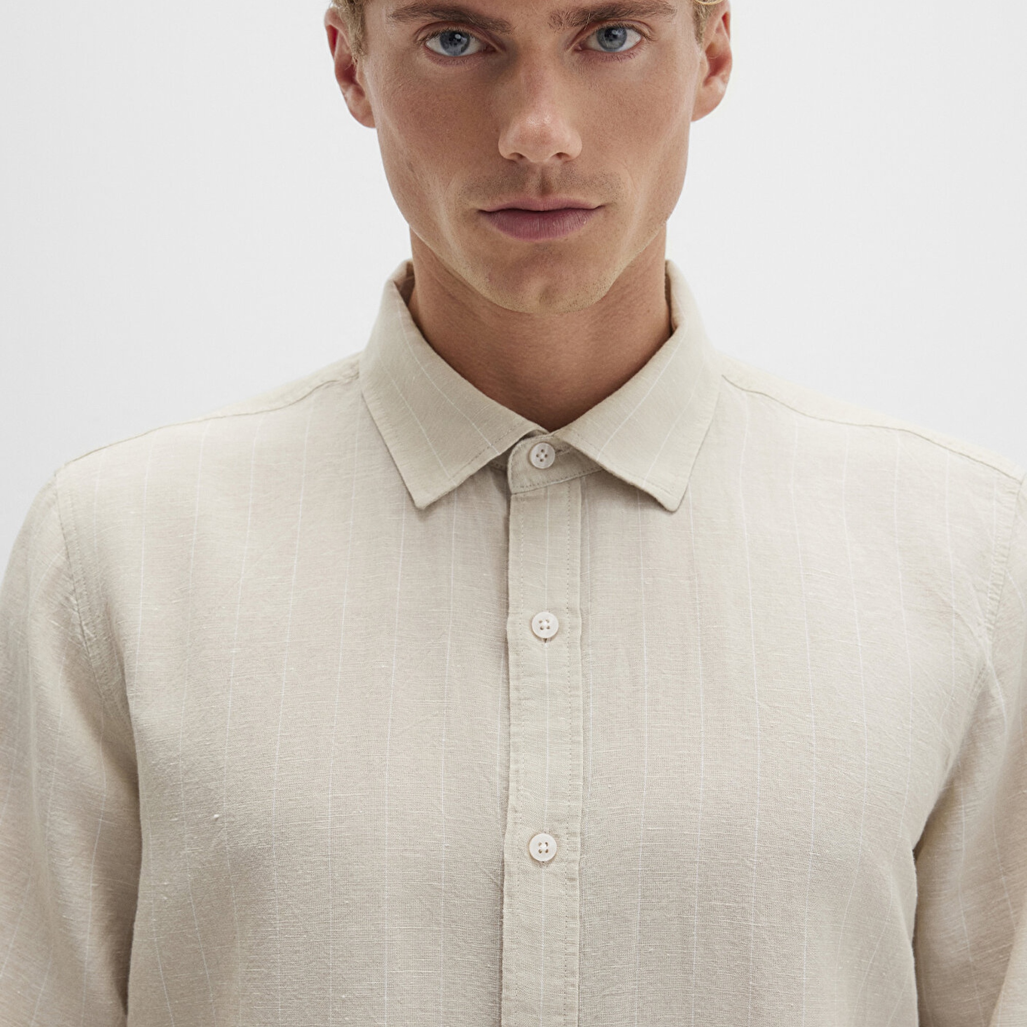 Mavi Çizgili Bej Gömlek Regular Fit / Normal Kesim 0211704-90925