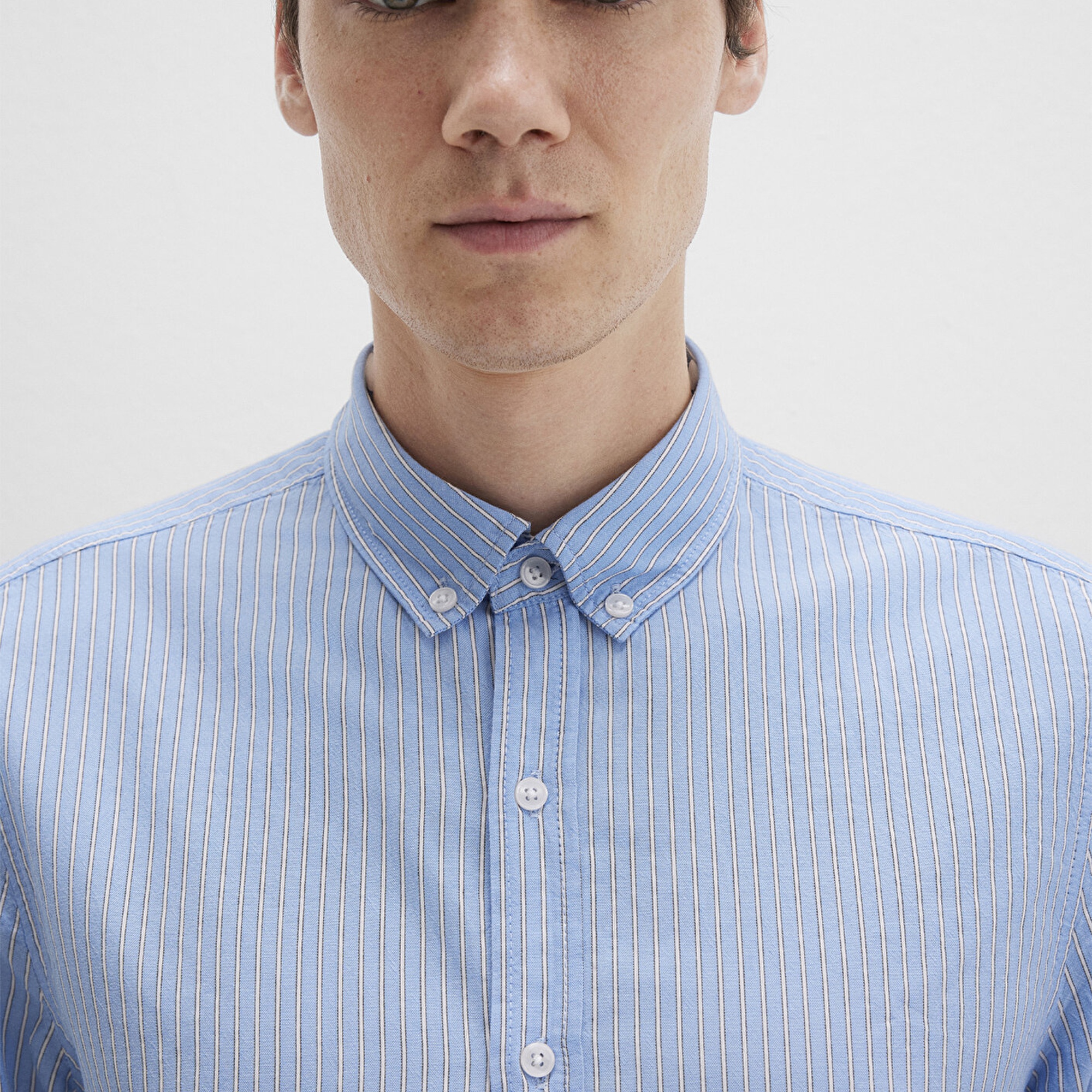 Mavi Çizgili Mavi Gömlek Regular Fit / Normal Kesim 0211710-90934