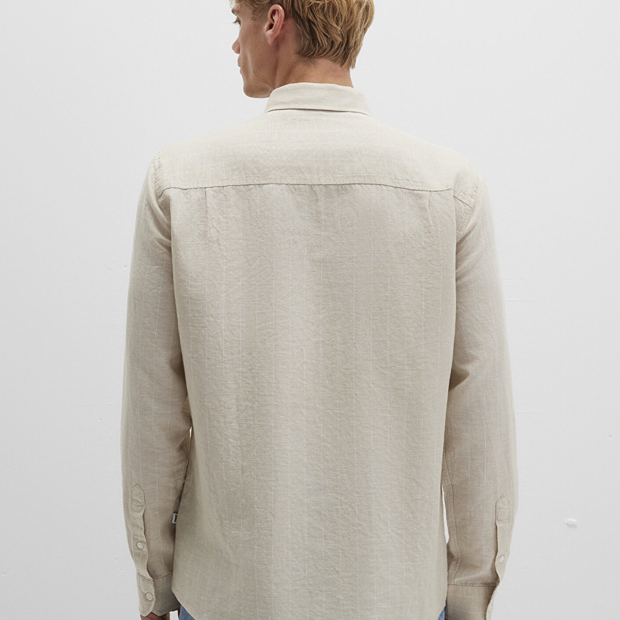 Mavi Çizgili Bej Gömlek Regular Fit / Normal Kesim 0211704-90925