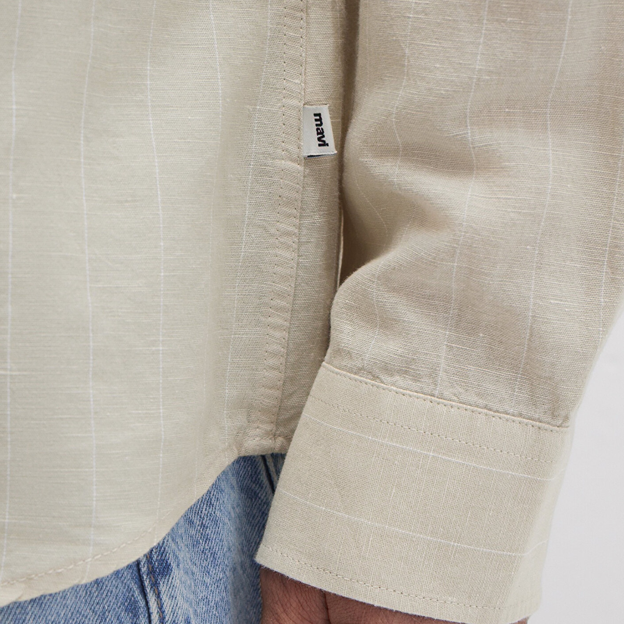 Mavi Çizgili Bej Gömlek Regular Fit / Normal Kesim 0211704-90925