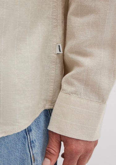  Mavi Çizgili Bej Gömlek Regular Fit / Normal Kesim 0211704-90925