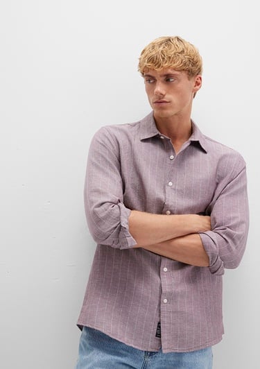  Mavi Çizgili Mor Gömlek Regular Fit / Normal Kesim 0211704-90926